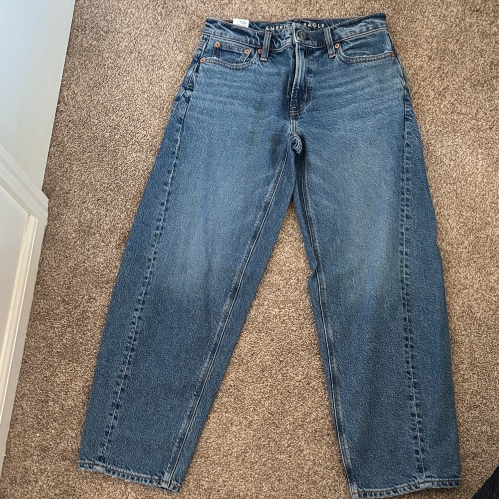 mid rise barrel jeans from american eagle